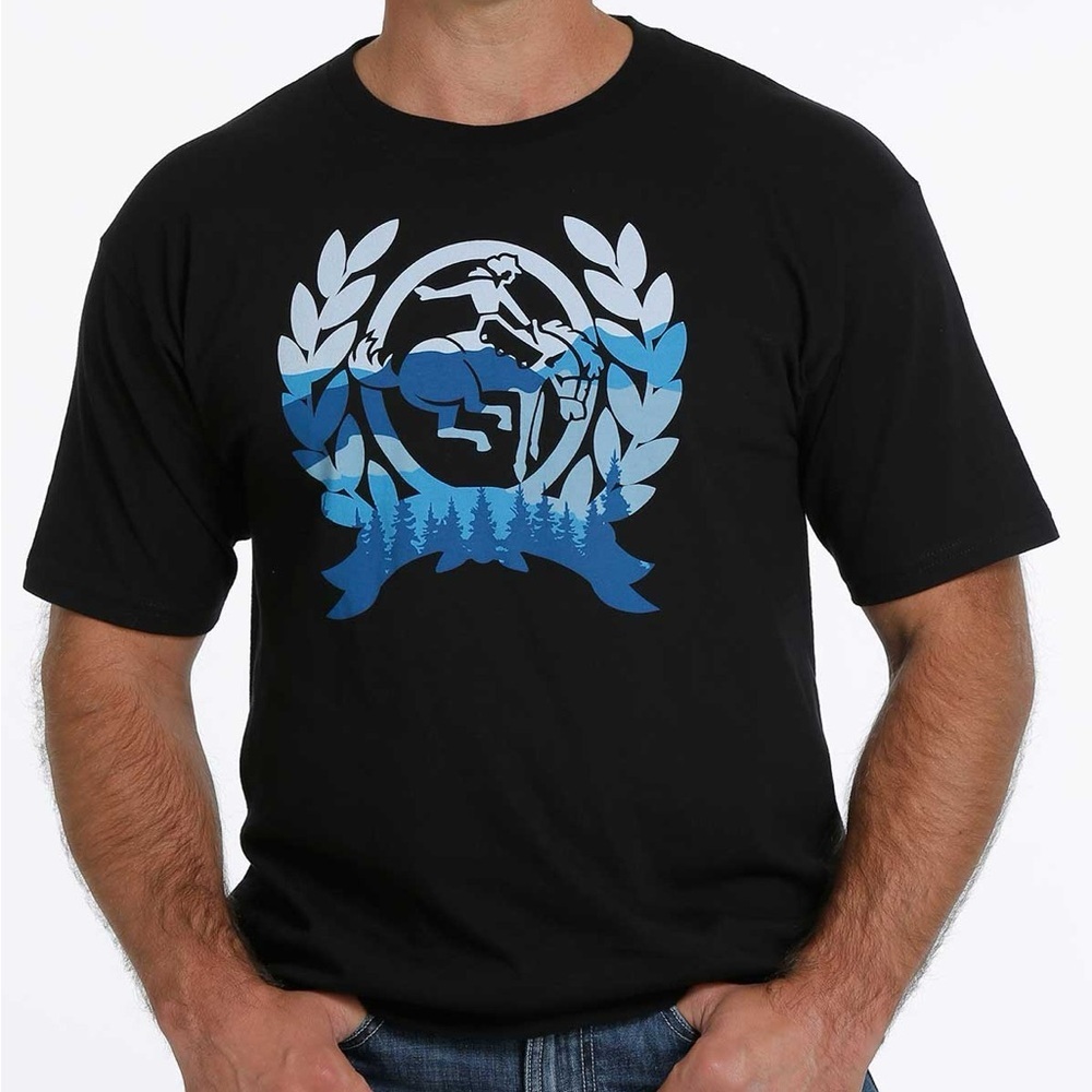 Cinch Black Short-Sleeve Tee with Blue Rodeo Graphic